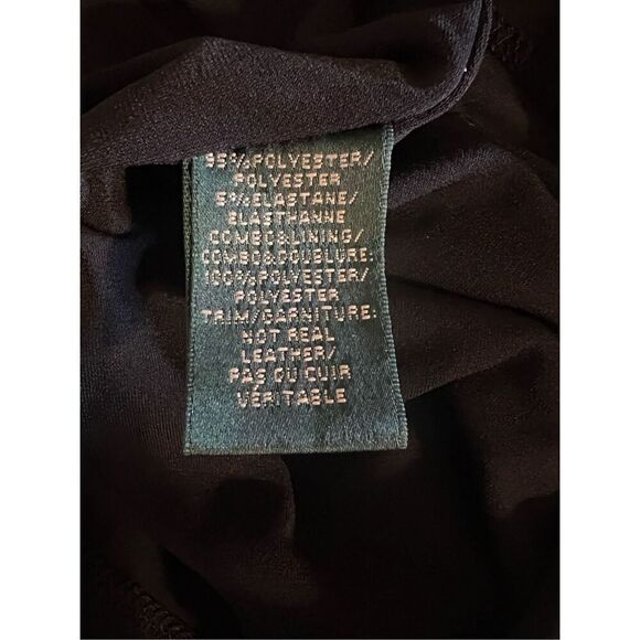 Lauren Ralph Lauren Women’s Size 16 Long Sleeve Dress Black Faux Leather Waist - Picture 8 of 9